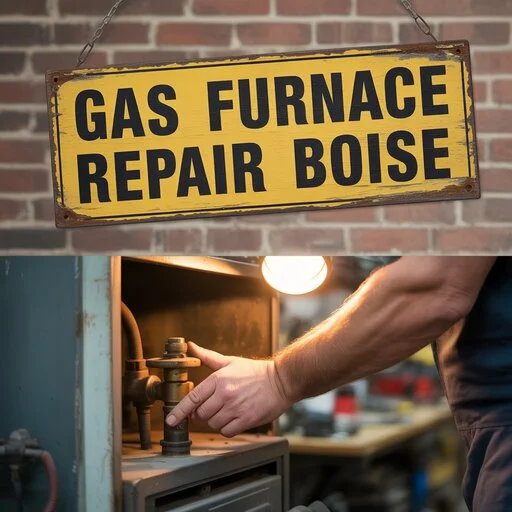 Top-rated furnace technicians in Boise fixing a noisy furnace for gas furnace repair Boise in a home.