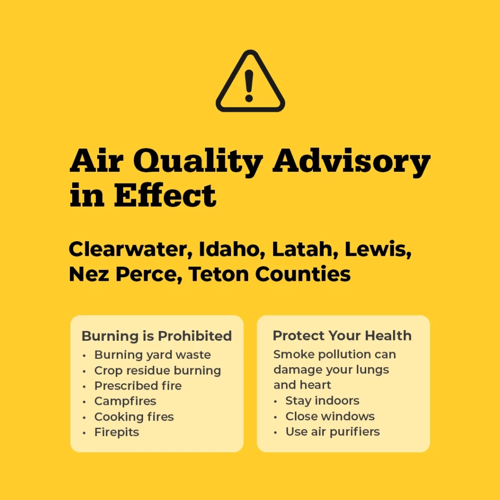 Air quality advisory for idaho to tell people how keep themself safe in polluted air