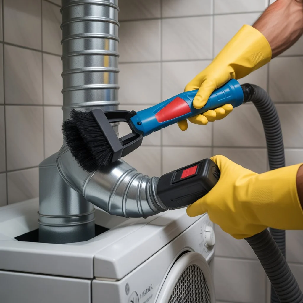 Professional technician performing dryer vent cleaning Boise to improve safety and dryer efficiency.