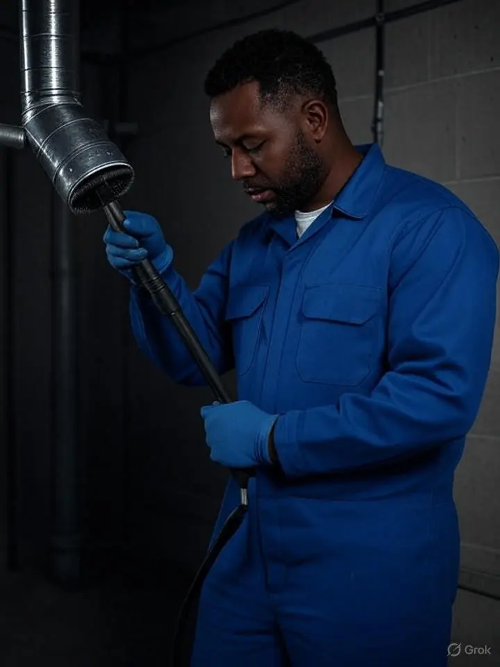 Air Duct cleaning in eagle tech working to clean a duct to provide healthy air for breathing to save clients from allergies