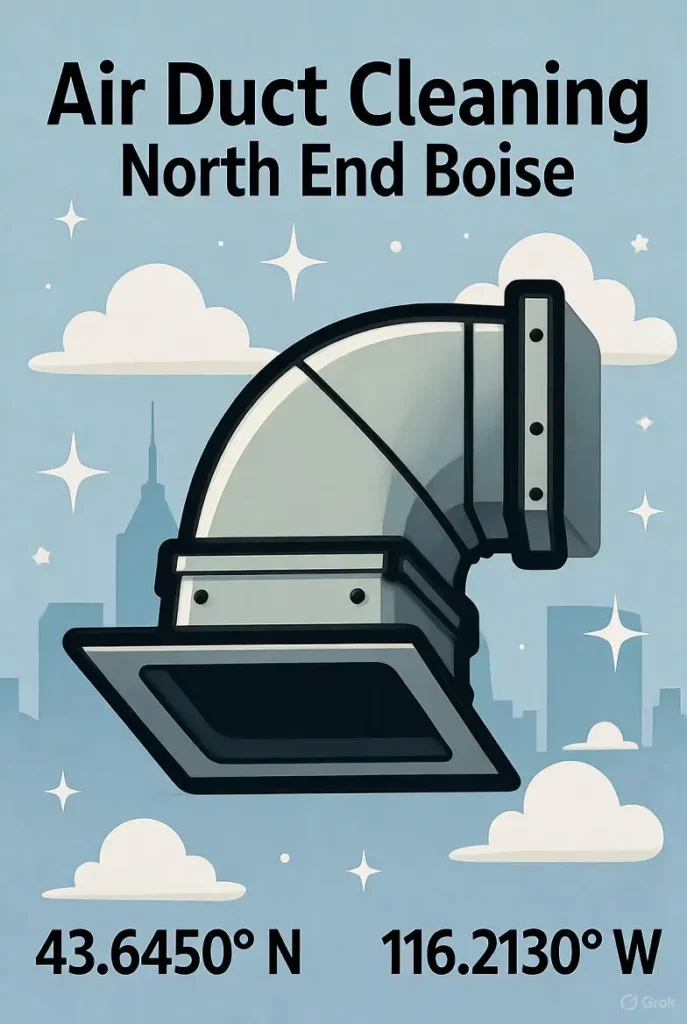 Air duct cleaning North End Boise CTA graphic with HVAC icon and call (208) 295-4023